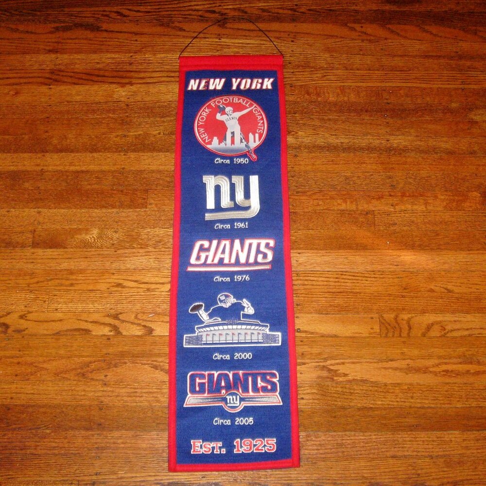 Vintage NY Giants Football Banner 2005 Rectangle 32" Wool Blend Winning Steak